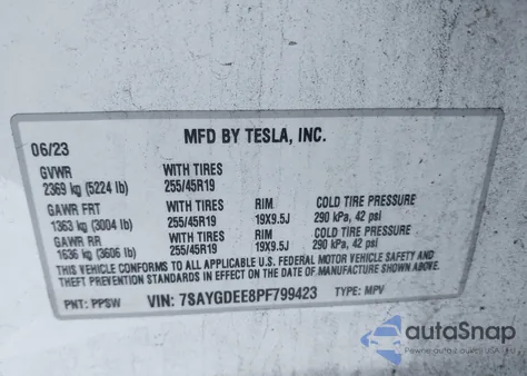 2023 Tesla Model Y Awd/Long Range Dual Motor All-Wheel Drive from USA, damaged, VIN 7SAYGDEE8PF799423
